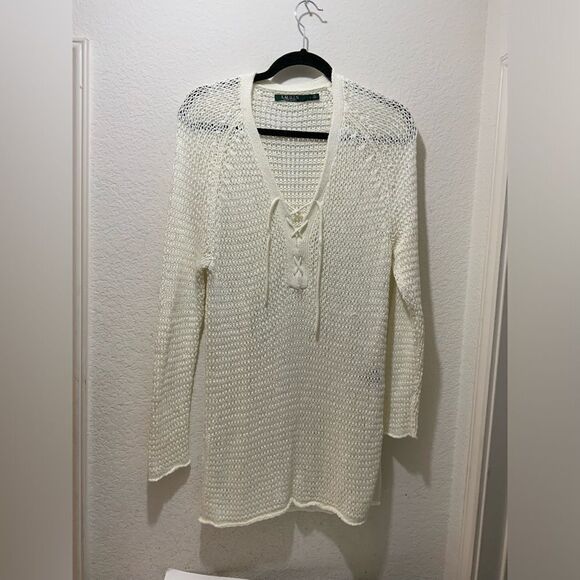 Ralph Lauren Loose Knit Sweater white jumper size L - Picture 2 of 9
